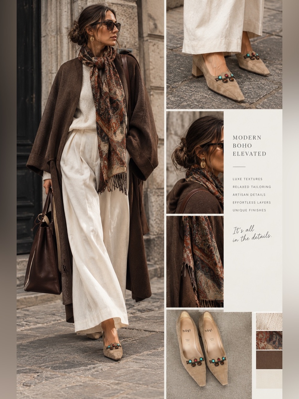 Högl Taupe Suede Pointed-Toe Embellished Heeled Loafers with Stone Detail